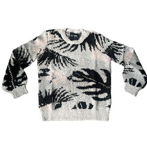 NWT Le Superbe Tropi-Call Fuzzy Palm Sweater Pink Grey Black XS